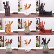 Six Gentleman Suit Tea Set Accessories Ru Kilo Ceramic Tea Drum Tea Dau Black Sandalwood Flowers Pear Wood Home Zero Matching Bamboo made of bamboo