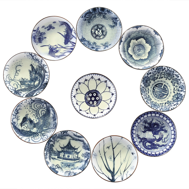 Green Flower Porcelain Tea Cup Ceramic Kung Fu Small Tea Cup Single Cup Master's Cup Tea Tea Set Tea Bowl Tea Bowl Wine Tasting Cup