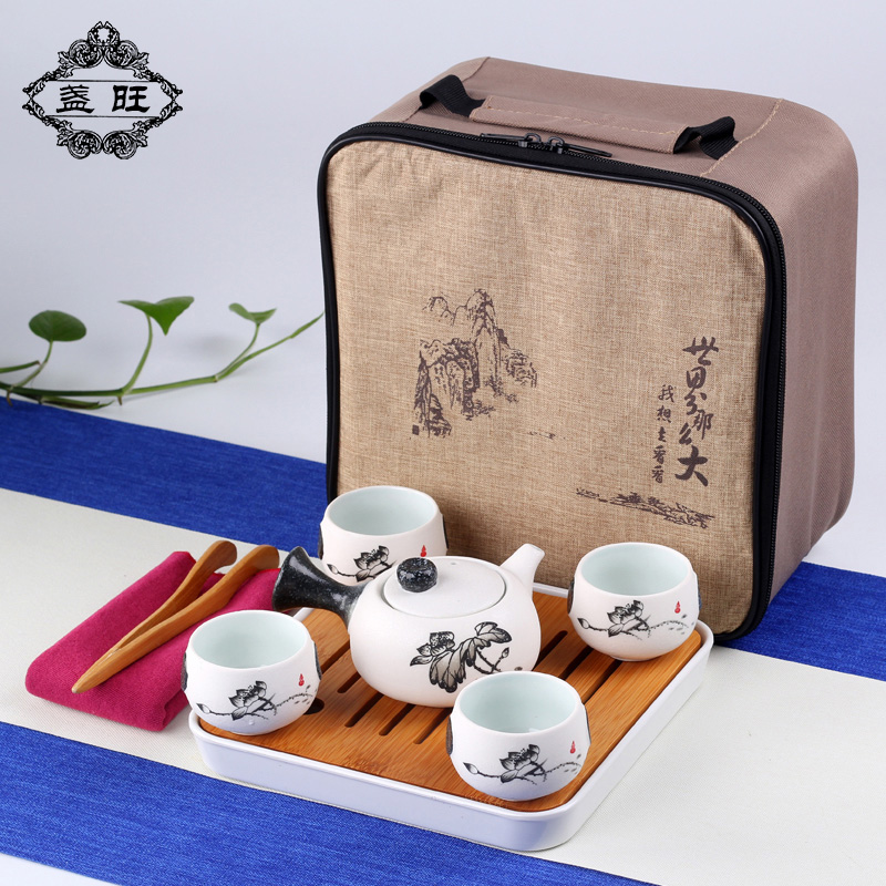 Ceramic kung fu travel bag Chinese style tea set small tea cup teapot opening giveaway activity send small gift customization