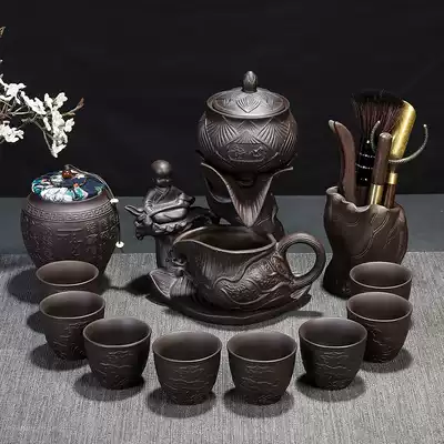 Kung Fu tea set set ceramic home lazy people sometimes running Stone Mill semi-automatic tea cup simple