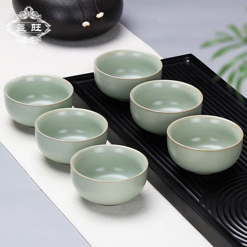 Pint Drinking Cup Tea Cup 6 Ceramic Gongfu Tea Bamboo Cup White Tea Cup White Porcelain Ru Kiln Kao Kilo Open Sheet Personal Single Cup