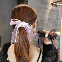 Small freshened butterfly knot pearl hair rope sweet and zagey leather fascia dish hair rope temperament 100 hitch lap leather headgear