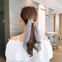 Korean version of super fairy pearl floating with hair rope sweet and minimalist with hair leather gluten tied horsetail head rope meritocratic hair ring leather sheath