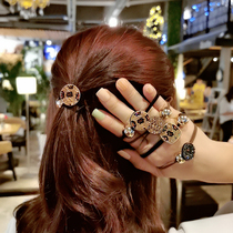 Miss Guo Korean personality rhinestone hair rope net red Hairband head rope tie hair leather band hair leather cover headwear hair accessories