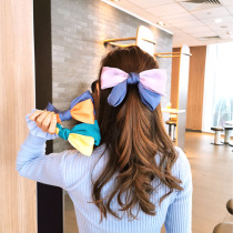 Korean Version Classic Collision Color Large Butterfly Knot Spring Clip Day Ensemble Teenage Girl Top Clip Rear Brain Spoon Hairspoon Hairpin Hair Clip Netting Red Hair Card Headwear