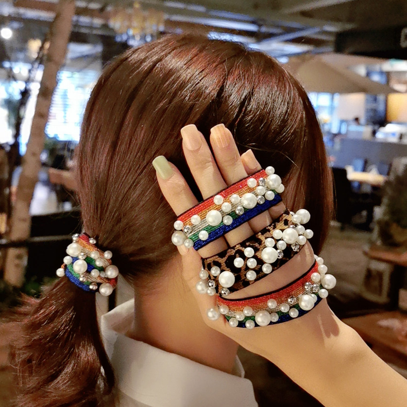 Miss Guo net red hair rope sweet pearl BAO WEN hair ring hair ring tied hair elastic female hair accessories hair accessories simple