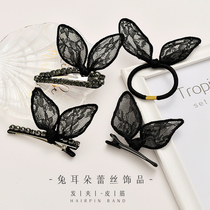 Lin Chi-ling with the same bbclip Korean lace bow duckbill clip rabbit ear hairclip edge clip banghai clip head jewelry