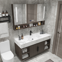 Light luxury intelligent bathroom cabinet Combination rock plate one-piece basin Bathroom sink washbasin sink sink Bathroom cabinet