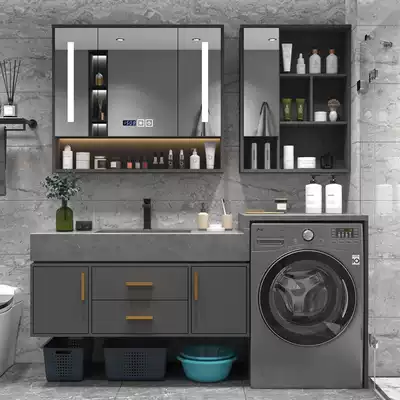 Balcony washing machine cabinet combination rock plate one-piece basin bathroom cabinet Light luxury Nordic powder room washbasin cabinet washstand