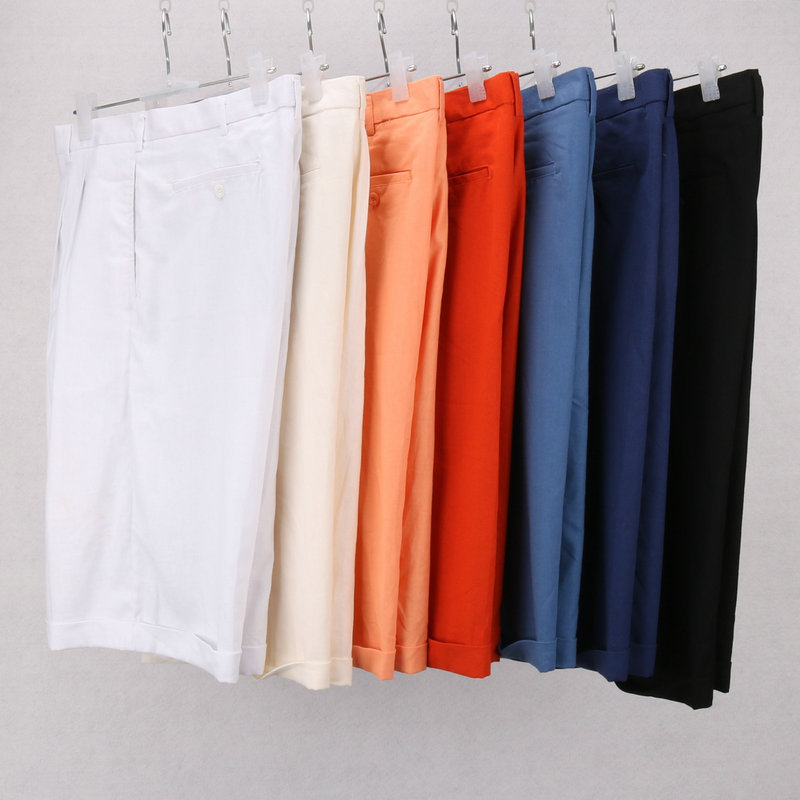Men's Summer Tencel Linen Plus-Size Casual Mid-Length Pants, High-Waisted, Loose, Straight-Leg, Cuffed Men's Shorts