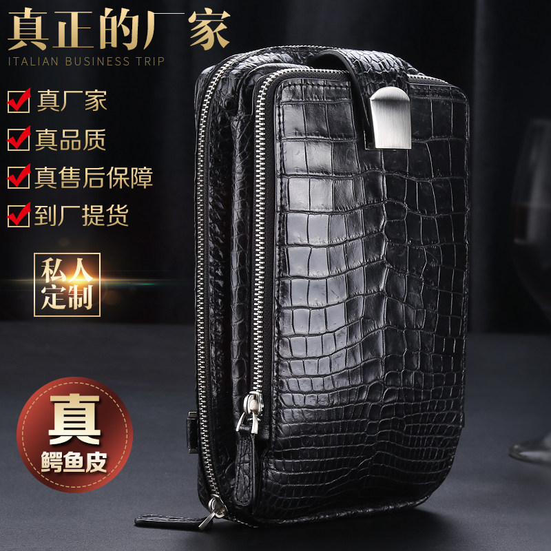 Crocodile leather chest bag men's genuine leather new mobile phone bag large capacity multifunctional crocodile leather shoulder Messenger bag