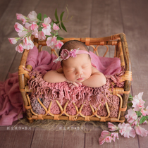 Rattan basket vintage rattan basket newborn photography props full moon baby baby photo rattan baby bed storage