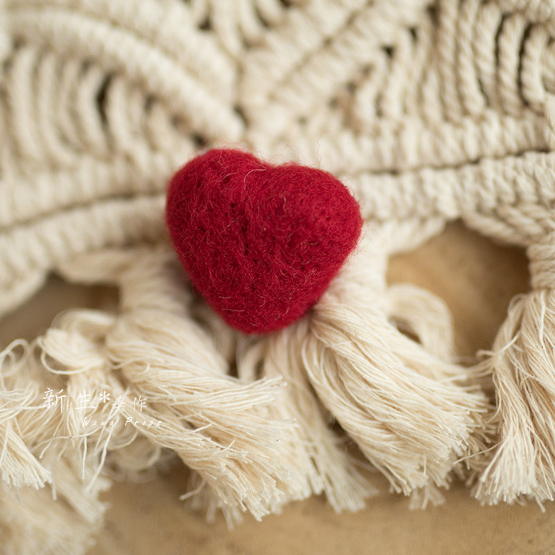 Cute wool felt love peach heart ornaments DIY creative decoration newborn full moon baby photo photography props