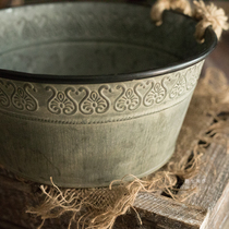 Pattern decoration iron barrel iron basin newborn photography baby baby baby photo props pastoral style new beautiful work