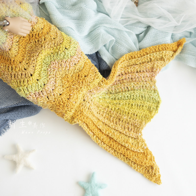 High Set Newborns Photography Small Mermaid Tail Full Moon 100 Days Hundreds Of Days Photo Gallery Handmade Wool Clothing Original