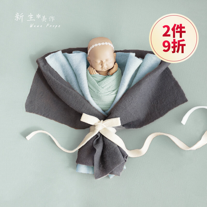 Newborn Photography Wool Felt Bouquet Swaddle Modeling Wrap Basket Blanket Blanket Baby Baby Photo Decoration Mat
