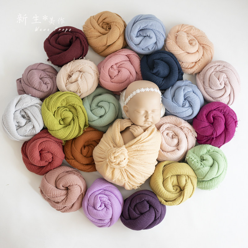 Newborn photography bubble fold raw edge wrapped cloth cotton yarn full moon hundred days baby photo background cloth props
