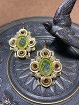 Italy m c sterling silver gilded glazed cameo ear hook 1880 deposit 940