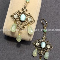 Artist Jewelry Anna Filigree Glass Green Crystal Ear Hook 648 Deposit 400 Non-refundable and non-exchangeable