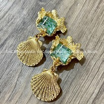 French retro king G home Bihu rock sugar crystal shell earrings 1396 deposit 900