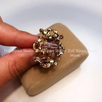 French retro king G home brown rock sugar lava ring 986 deposit 700 non-refundable non-refundable