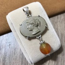 Orphan sterling silver volcanic rock carving cameo agate pendant 1880 deposit 1300 non-refundable and non-exchangeable