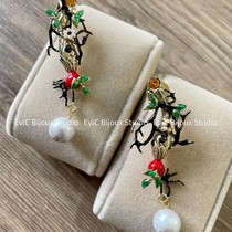 Artist Jewelry CP Eden Series Grey Pearl Enamel Glaze Stud Earrings 860 Deposit 430