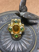 Italy m c sterling silver gold plated cameo open ring 1158 deposit 579