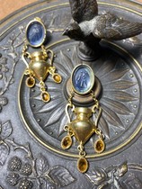 Italy m c sterling silver gold plated cameo earrings 1480 deposit 740