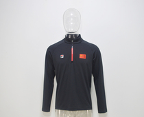 File Fila2020 sponsors the Chinese teams national team men and women deep black long sleeve sports POLO shirts