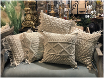 ins Nordic cotton cotton rope handmade hollow woven tassel sofa pillow bohemian style pillow waist pillow