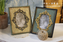 European style retro carved wooden photo frame dessert table tea rest decoration model room desktop wedding photography props