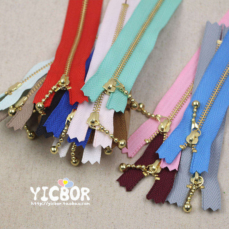 YKK metal zipper No 3 water drop head light gold closed tooth zipper Handmade diy bag accessories 12 15 20cm
