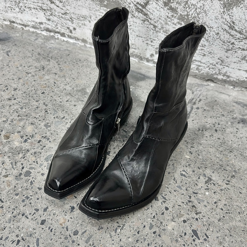 Nid De Guepes Kangaroo Leather Rotating Zipper Hand-Stitched 1.0 Chelsea Leather Boots