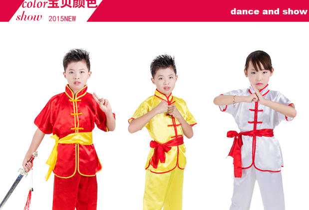 Mùa hè thiếu nhi võ thuật quần áo biểu diễn quần áo võ thuật tay ngắn Tai Chi quần áo nam nữ dài tay võ thuật biểu diễn quần áo tập thể dục đồ trẻ em đẹp
