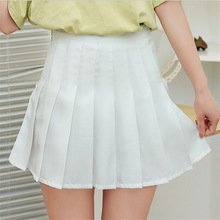 High waisted slim fit pleated skirt 纯色高腰修身百褶半身短裙