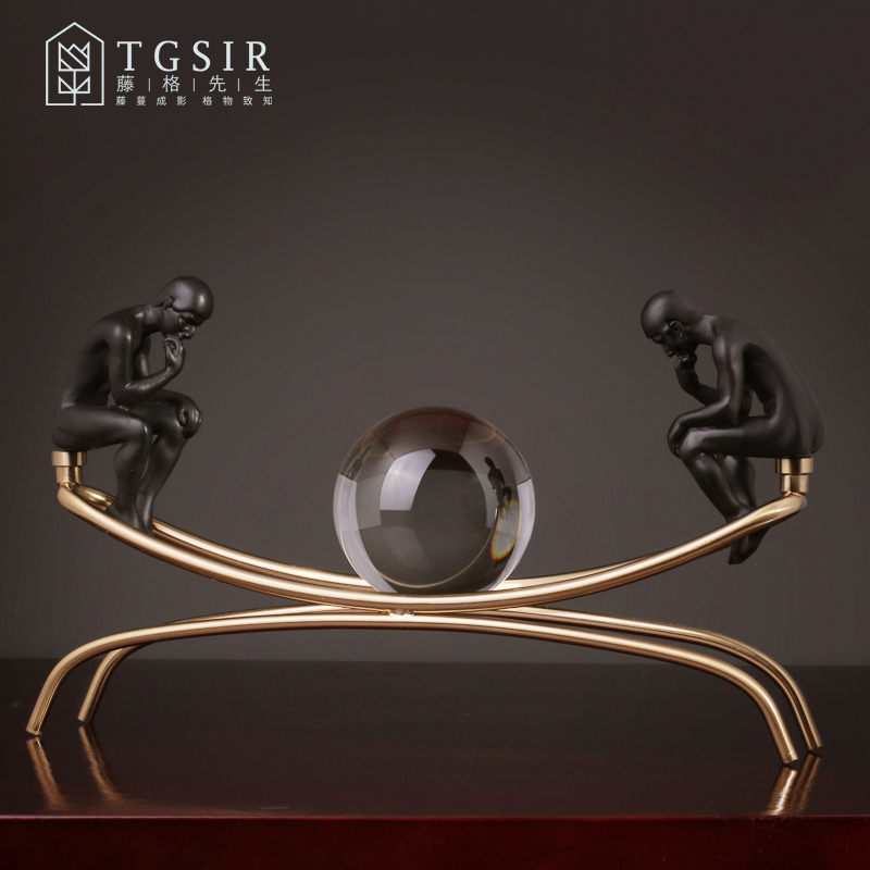 Eurostyle Creative Water Crystal Ball Thinkers Living Room Bookcase Office Wine Cabinet Decorations TV Cabinet Swing Piece Crafts