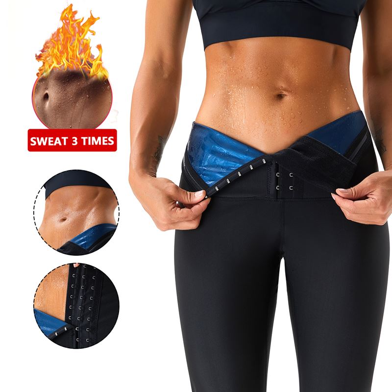 Hip Butt Slim Thighs Sweat Slow Running Fitness Body Sports Women's Bunches High Waist Closeup Blue Film Coated Sweatpants