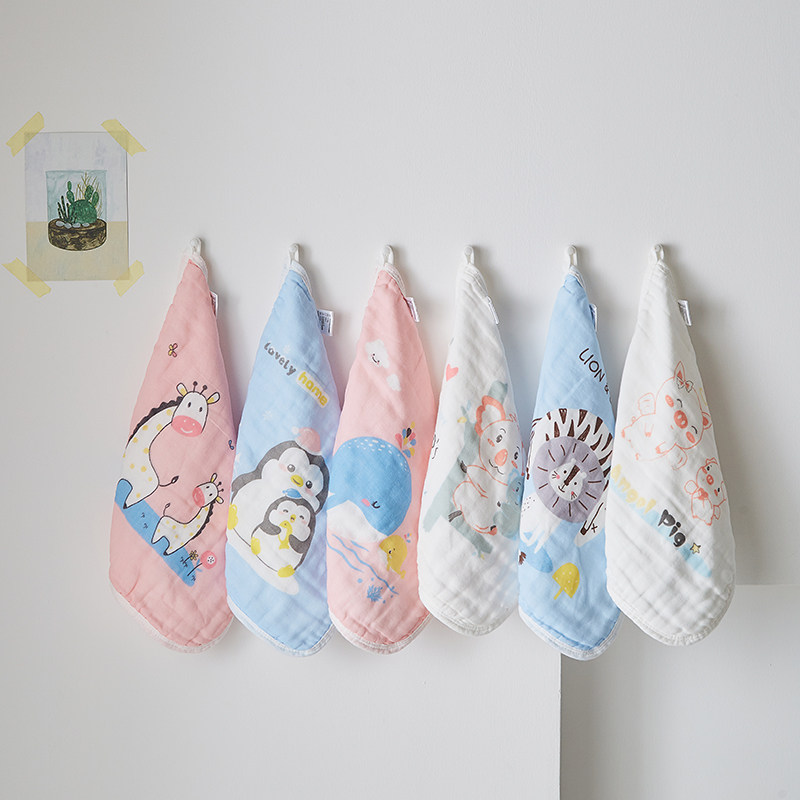 Baby saliva towel cotton anti-spit milk cotton yarn baby small square towel handkerchief newborn face towel seersucker towel