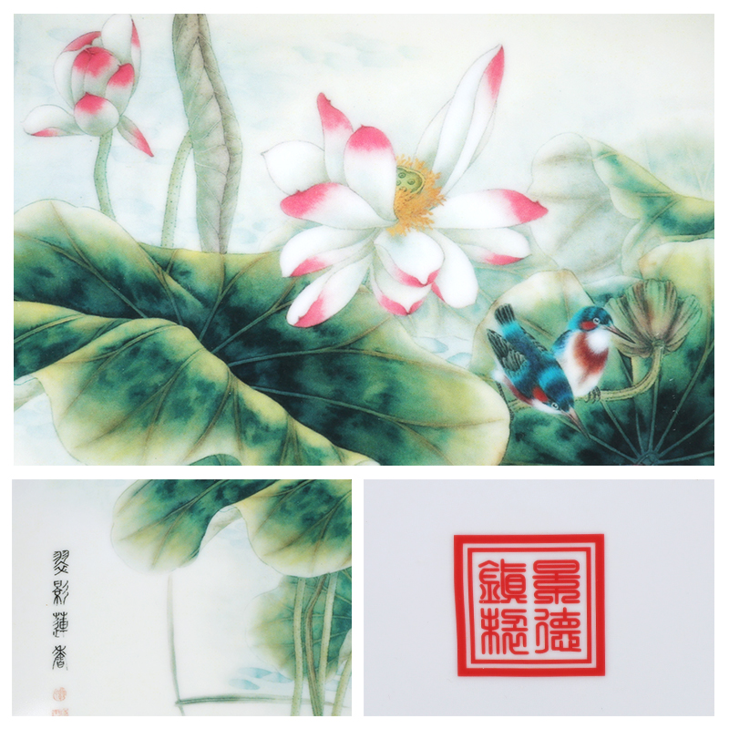 The New Chinese porcelain lotus jingdezhen ceramic decoration plate sit plate of the sitting room porch rich ancient frame wine gift furnishing articles