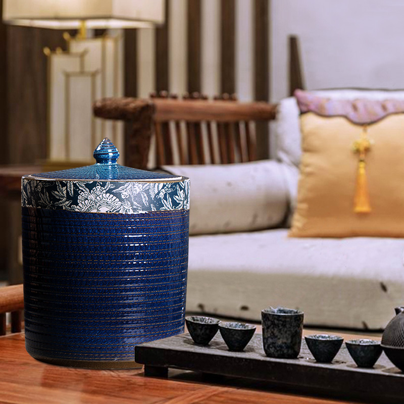 Coarse pottery retro bread seven pu 'er tea box wake receives stored sealed as cans of jingdezhen ceramic household storage tank