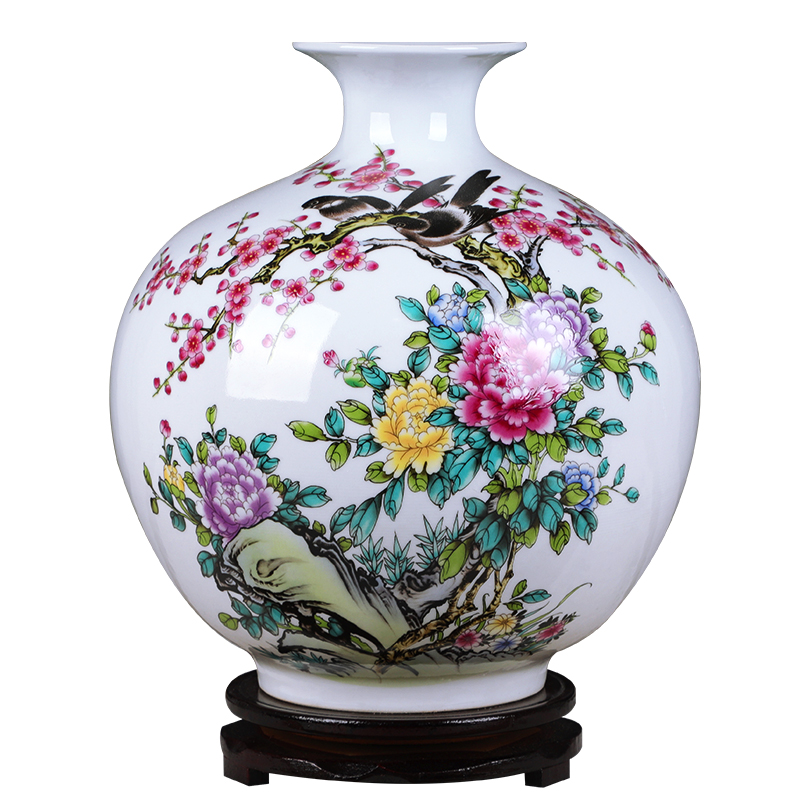 Jingdezhen ceramics vase furnishing articles sitting room flower arranging creative modern Chinese rich ancient frame pomegranate craft ornaments