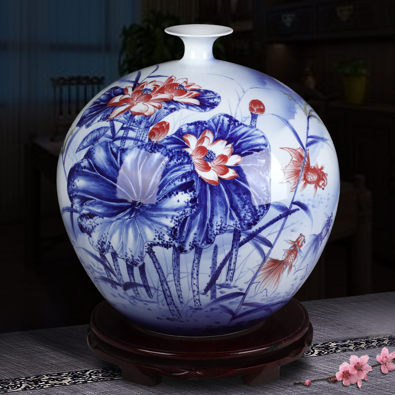 Jingdezhen ceramic vase large hand - made years than pomegranate gift collection villa hotel decoration furnishing articles