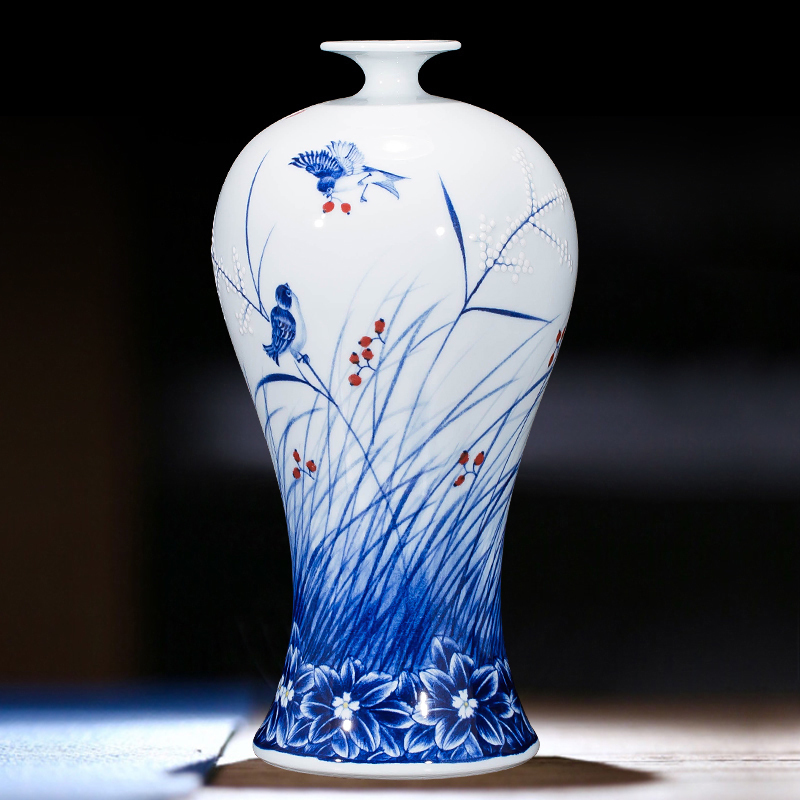 Jingdezhen ceramics hand - made household adornment blue and white porcelain vase wine porch sitting room TV ark, furnishing articles