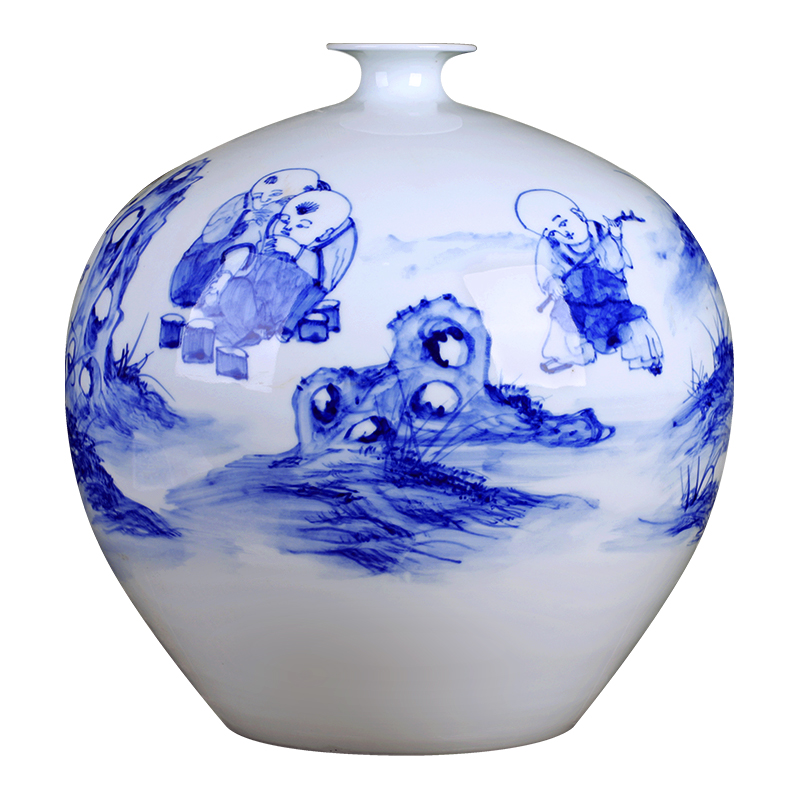 Jingdezhen ceramics furnishing articles new Chinese blue and white porcelain vase flower arranging home sitting room wedding decoration