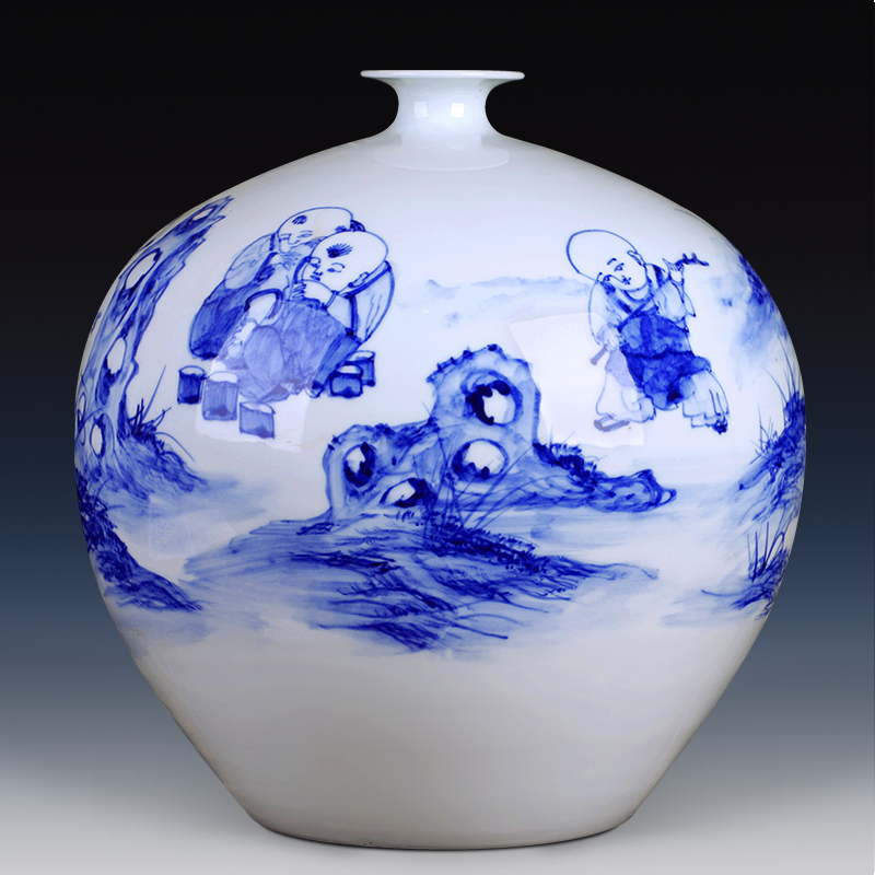 Jingdezhen ceramics furnishing articles new Chinese blue and white porcelain vase flower arranging home sitting room wedding decoration