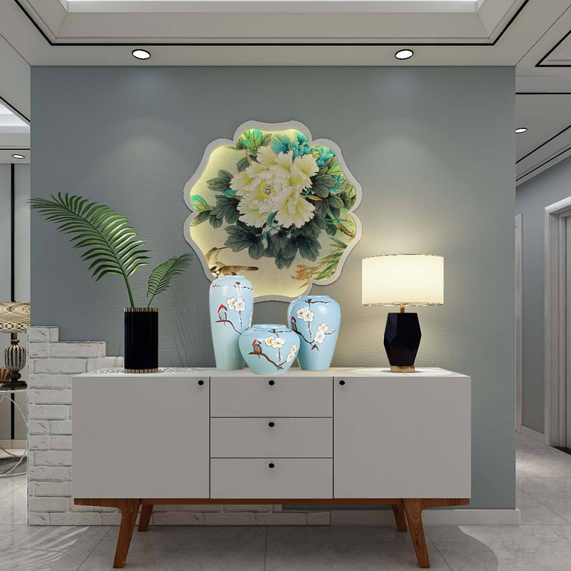 Jingdezhen ceramic hand - made vases, three - piece suit of new Chinese style living room furnishing articles wine handicraft decorative household items
