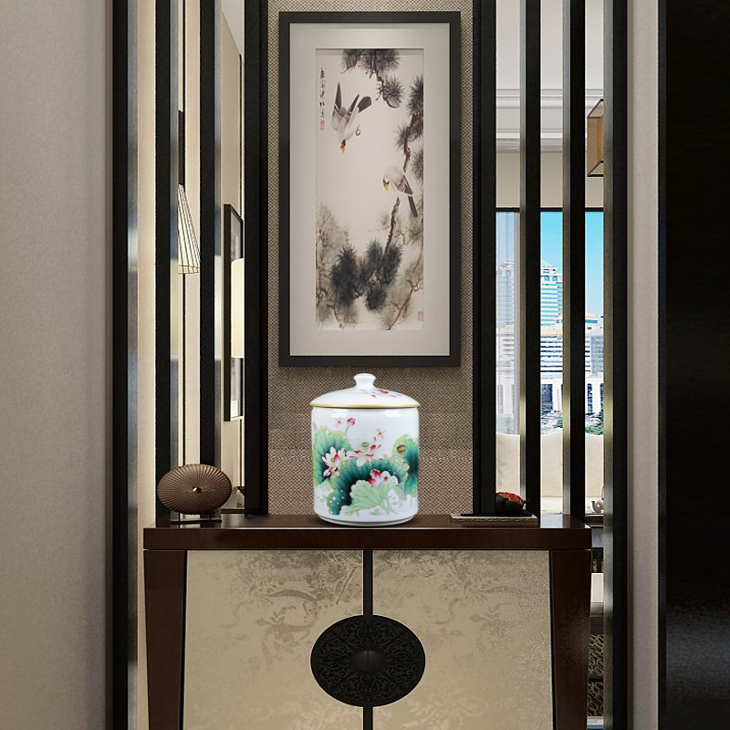 Jingdezhen ceramics famille rose porcelain vase home sitting room adornment furnishing articles of handicraft fragrant lotus classical caddy fixings