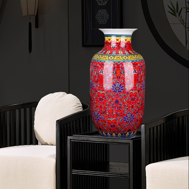 Jingdezhen ceramics enamel idea gourd vases furnishing articles sitting room of Chinese style household TV ark, flower arranging office decoration