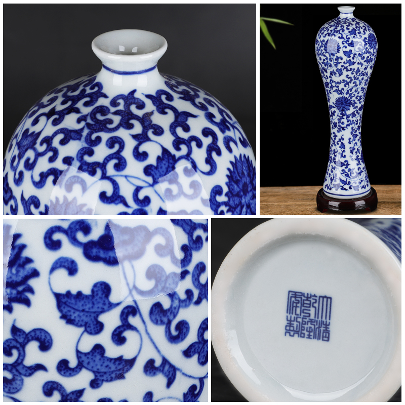 Antique Chinese blue and white porcelain of jingdezhen ceramics vase beauty bottles of sitting room furniture furnishing articles of handicraft ornament